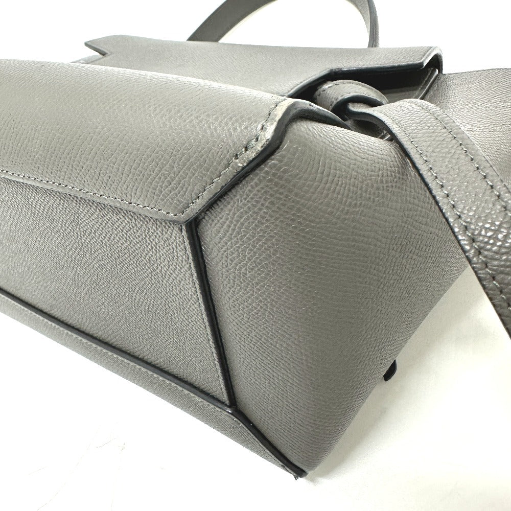 CELINE Handbag 189153  leather gray logo Belt bag micro Women Used Authentic
