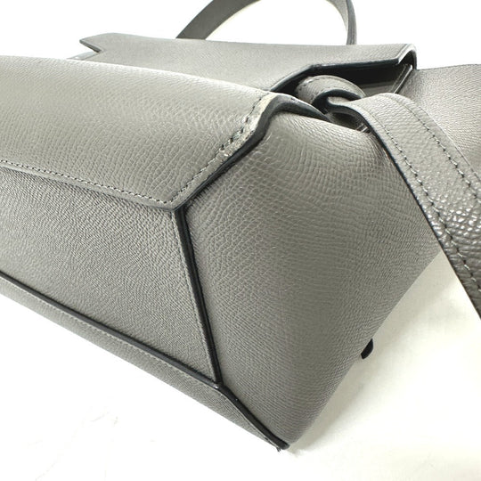 CELINE Handbag 189153  leather gray logo Belt bag micro Women Used Authentic