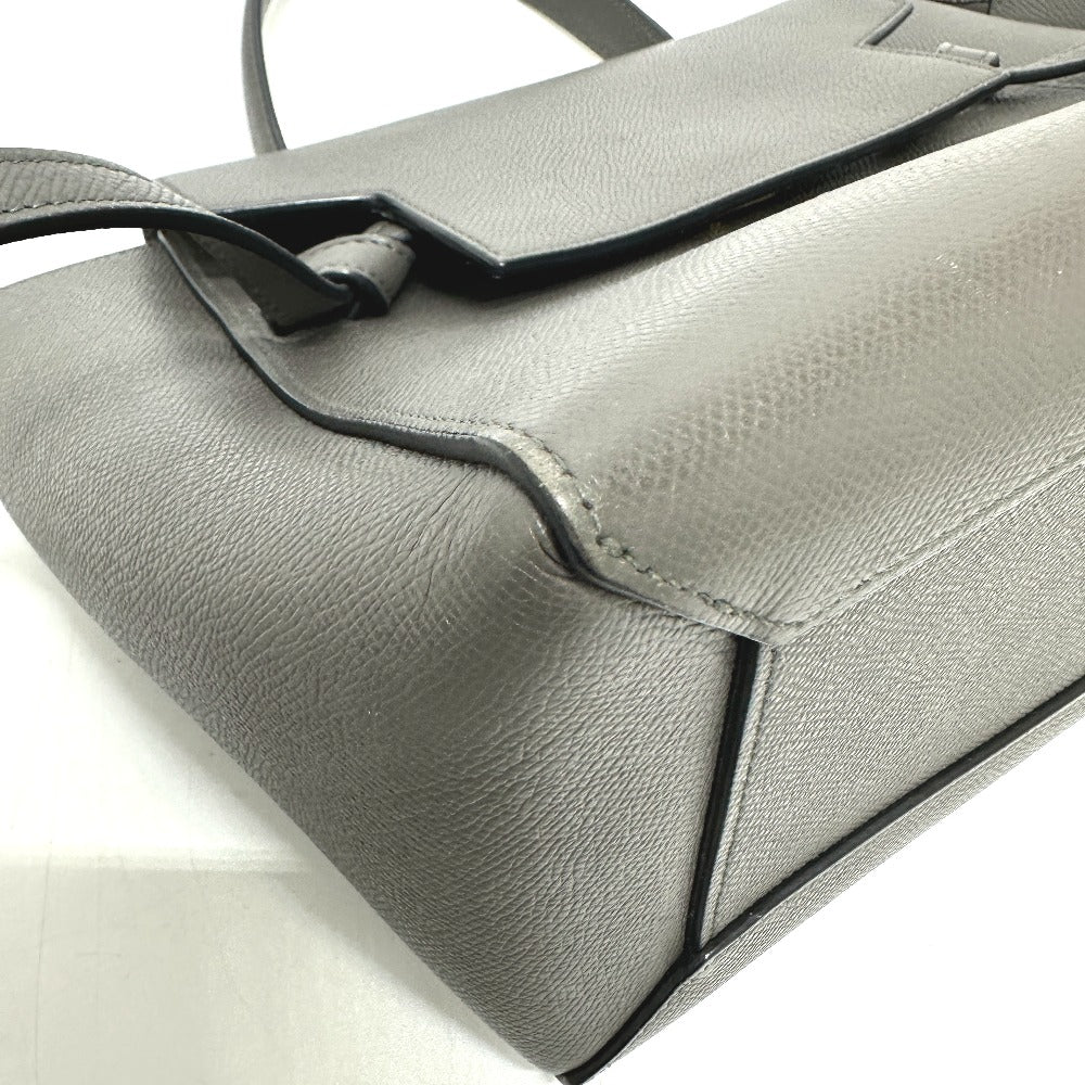 CELINE Handbag 189153  leather gray logo Belt bag micro Women Used Authentic