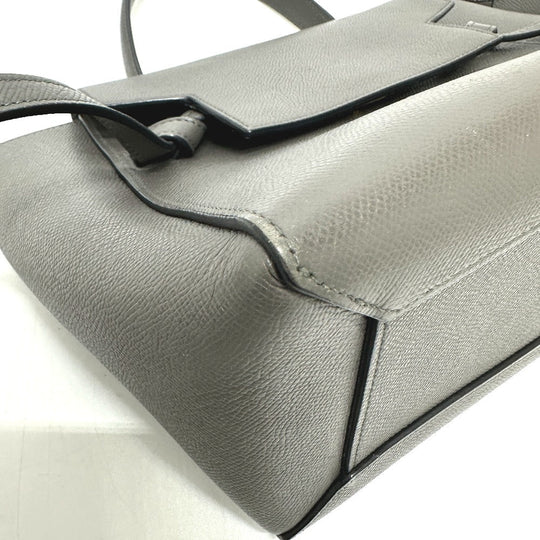 CELINE Handbag 189153  leather gray logo Belt bag micro Women Used Authentic