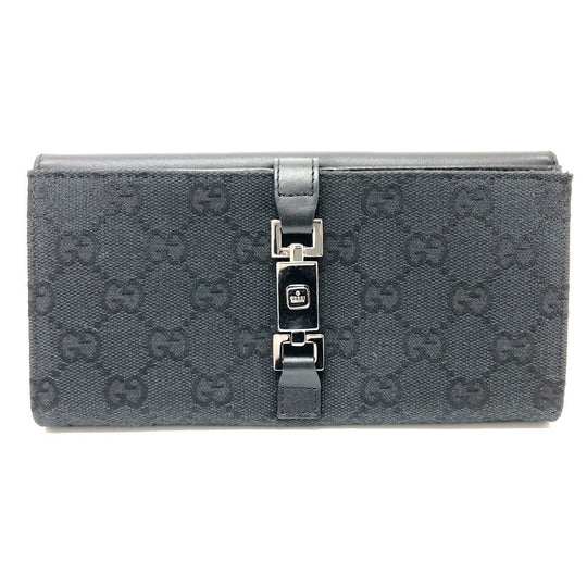 GUCCI Folded wallet 035.2184 GG canvas black GG Jackie Women Used Authentic