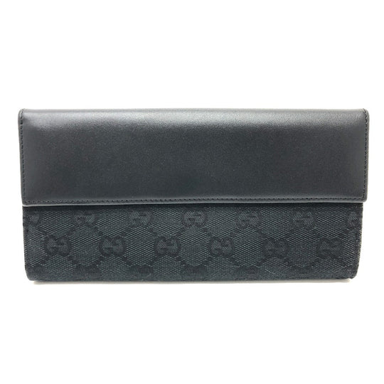 GUCCI Folded wallet 035.2184 GG canvas black GG Jackie Women Used Authentic