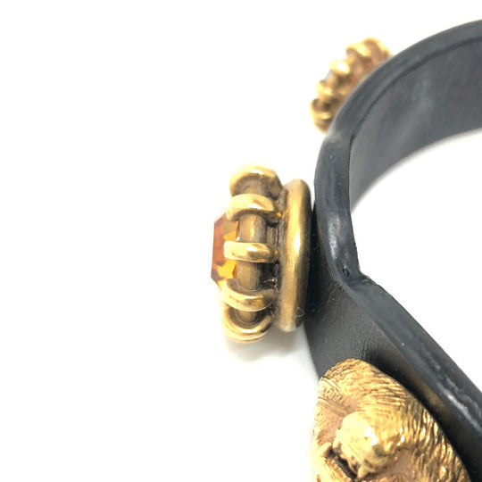 GUCCI bracelet leather black Taiga head mens Used Authentic