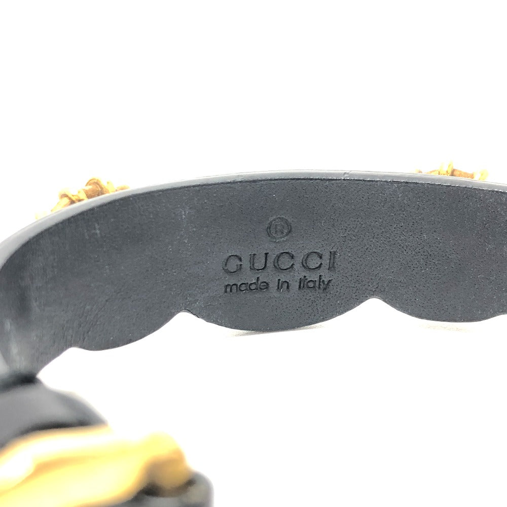 GUCCI bracelet leather black Taiga head mens Used Authentic
