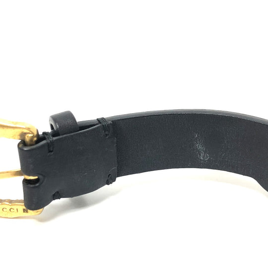 GUCCI bracelet leather black Taiga head mens Used Authentic