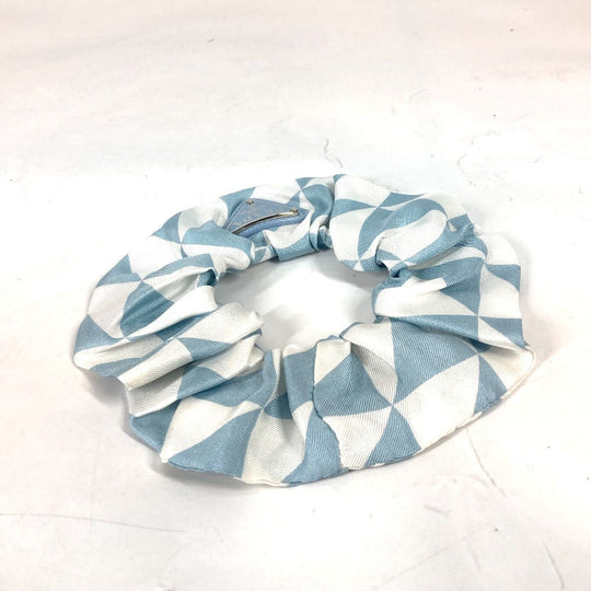 PRADA hair accessory 1IF015 silk blue Triangle logo plate Women Used Authentic