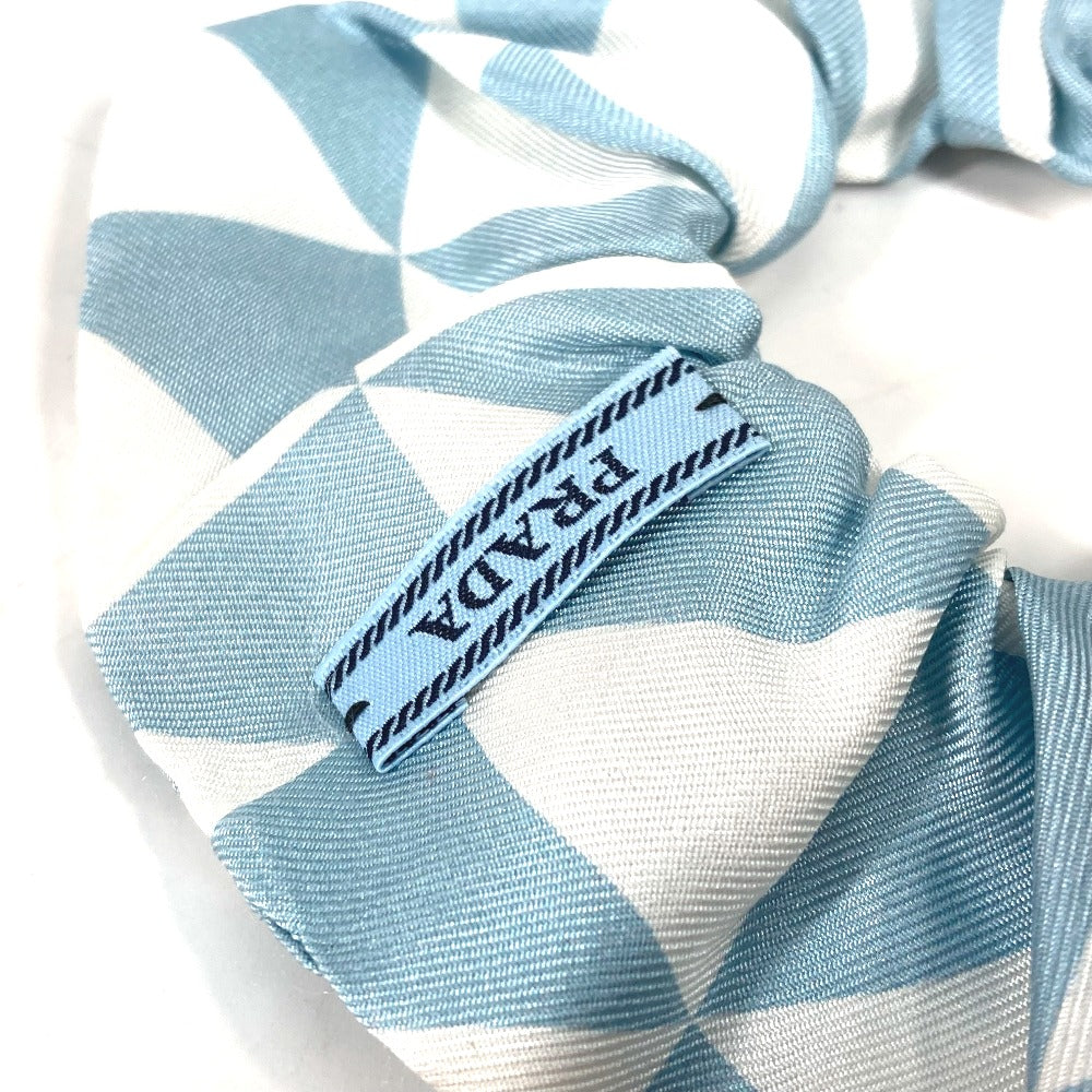 PRADA hair accessory 1IF015 silk blue Triangle logo plate Women Used Authentic