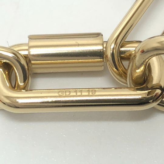 HERMES Necklace Gold Plated, Buffalo Leather Brown Amulet Padlock GM Women Used Authentic