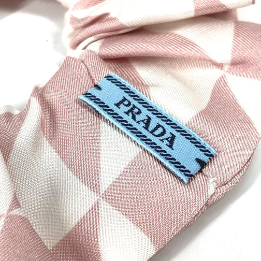 PRADA hair accessory 1IF015 silk pink Triangle logo plate Hair rubber Women Used Authentic