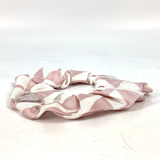 PRADA hair accessory 1IF015 silk pink Triangle logo plate Hair rubber Women Used Authentic