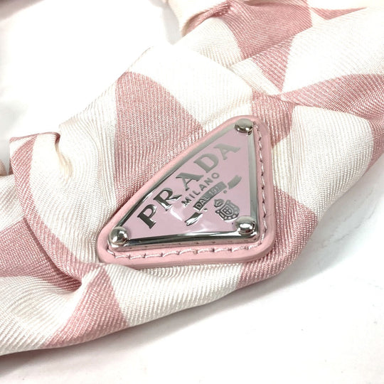 PRADA hair accessory 1IF015 silk pink Triangle logo plate Hair rubber Women Used Authentic