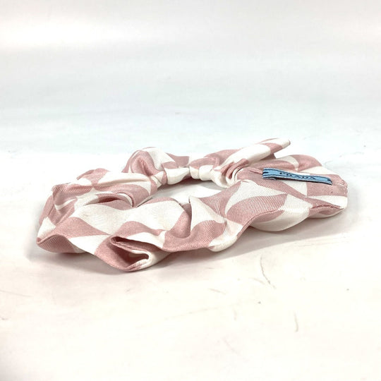 PRADA hair accessory 1IF015 silk pink Triangle logo plate Hair rubber Women Used Authentic