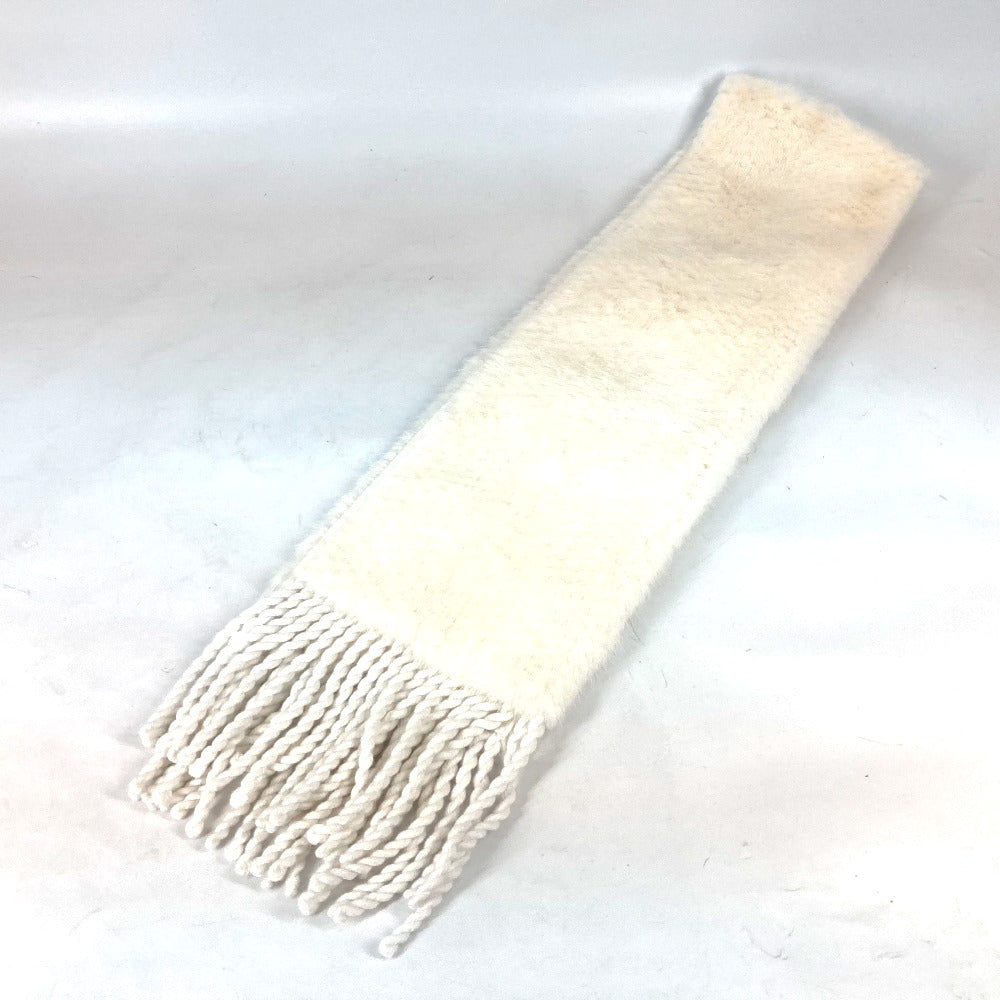 FENDI Scarf FNG477 fur white FILA collaboration logo Women Used Authentic