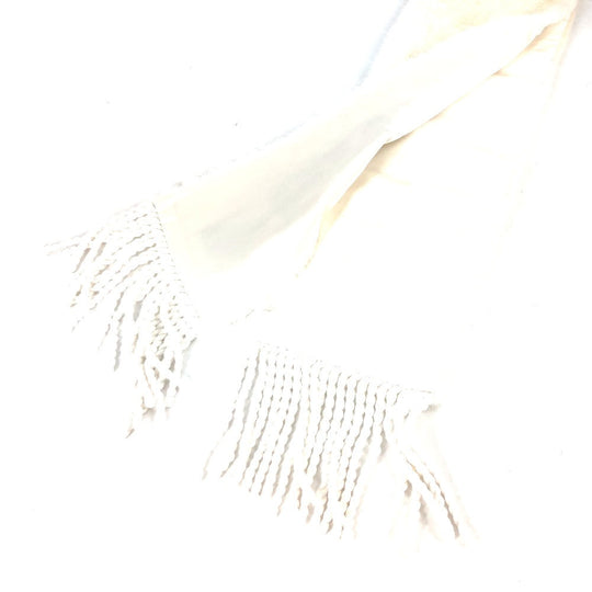 FENDI Scarf FNG477 fur white FILA collaboration logo Women Used Authentic
