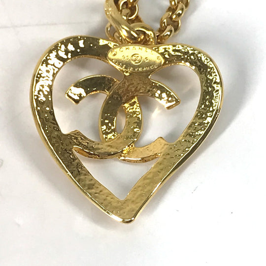 CHANEL Necklace Gold Plated gold vintage Heart CC COCO Mark Women Used Authentic