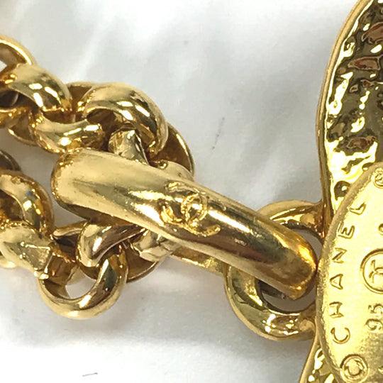 CHANEL Necklace Gold Plated gold vintage Heart CC COCO Mark Women Used Authentic