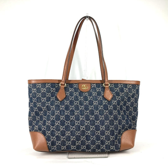 GUCCI Tote Bag 631685 denim blue Ophidia GG denim Medium tote Women Used Authentic