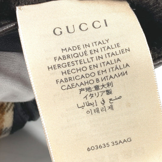 GUCCI Glove 603635 Wool/Cashmere, Leather Brown check Horsebit Women 7 S Used Authentic