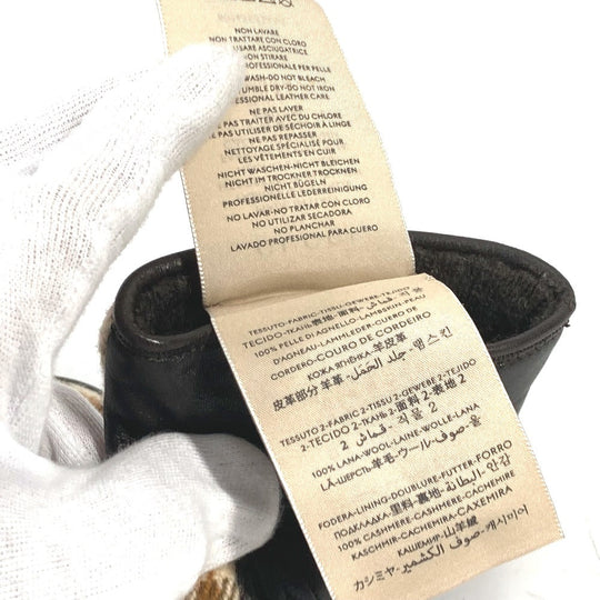GUCCI Glove 603635 Wool/Cashmere, Leather Brown check Horsebit Women 7 S Used Authentic