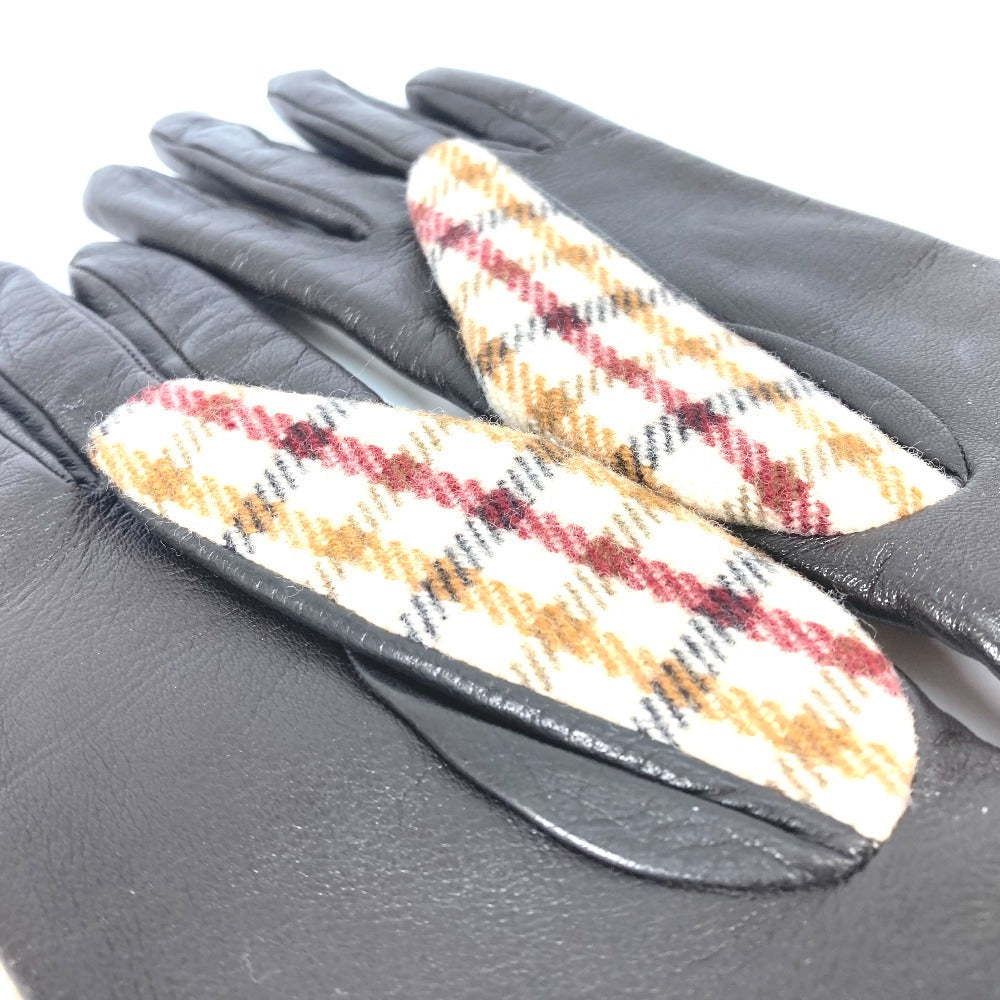 GUCCI Glove 603635 Wool/Cashmere, Leather Brown check Horsebit Women 7 S Used Authentic