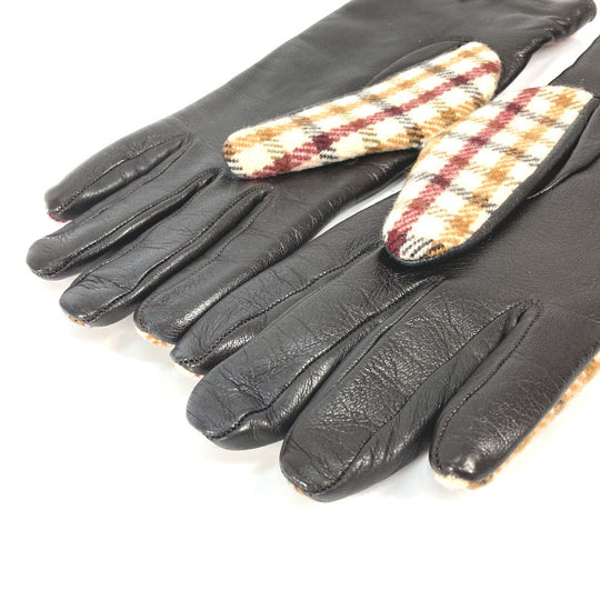 GUCCI Glove 603635 Wool/Cashmere, Leather Brown check Horsebit Women 7 S Used Authentic