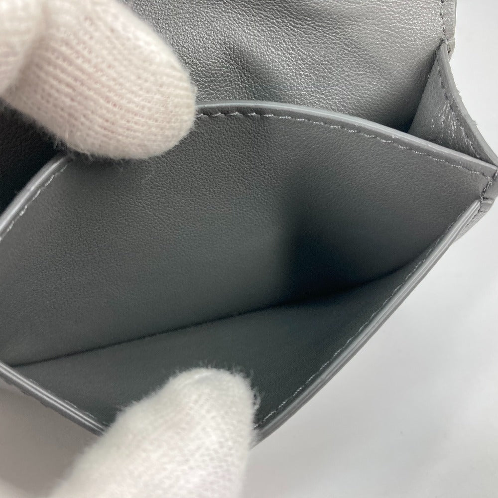 BOTTEGAVENETA Card Case 605720 leather gray Bifold Wallet INTRECCIATO mens Used Authentic
