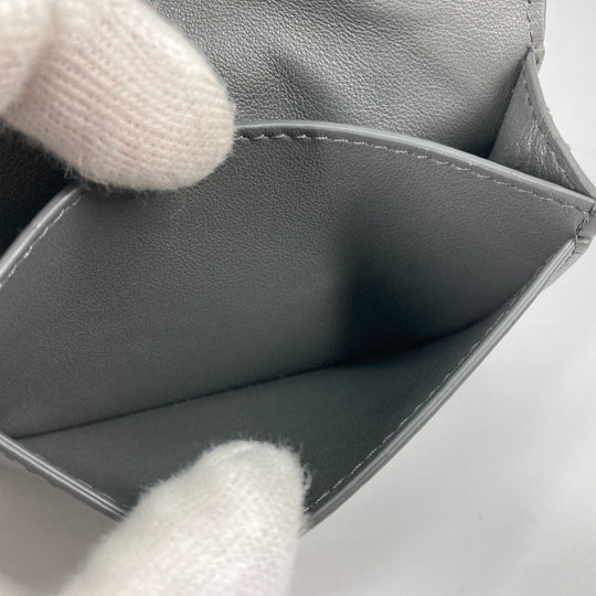 BOTTEGAVENETA Card Case 605720 leather gray Bifold Wallet INTRECCIATO mens Used Authentic