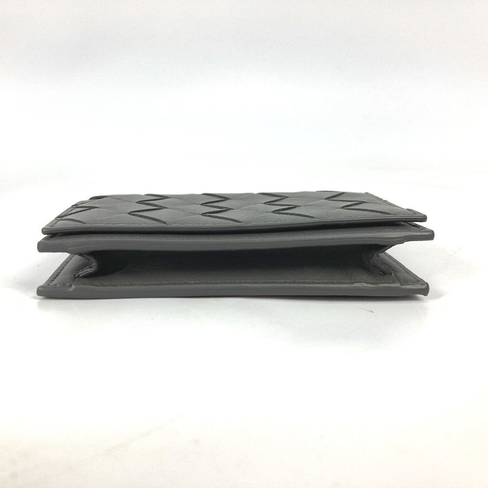 BOTTEGAVENETA Card Case 605720 leather gray Bifold Wallet INTRECCIATO mens Used Authentic