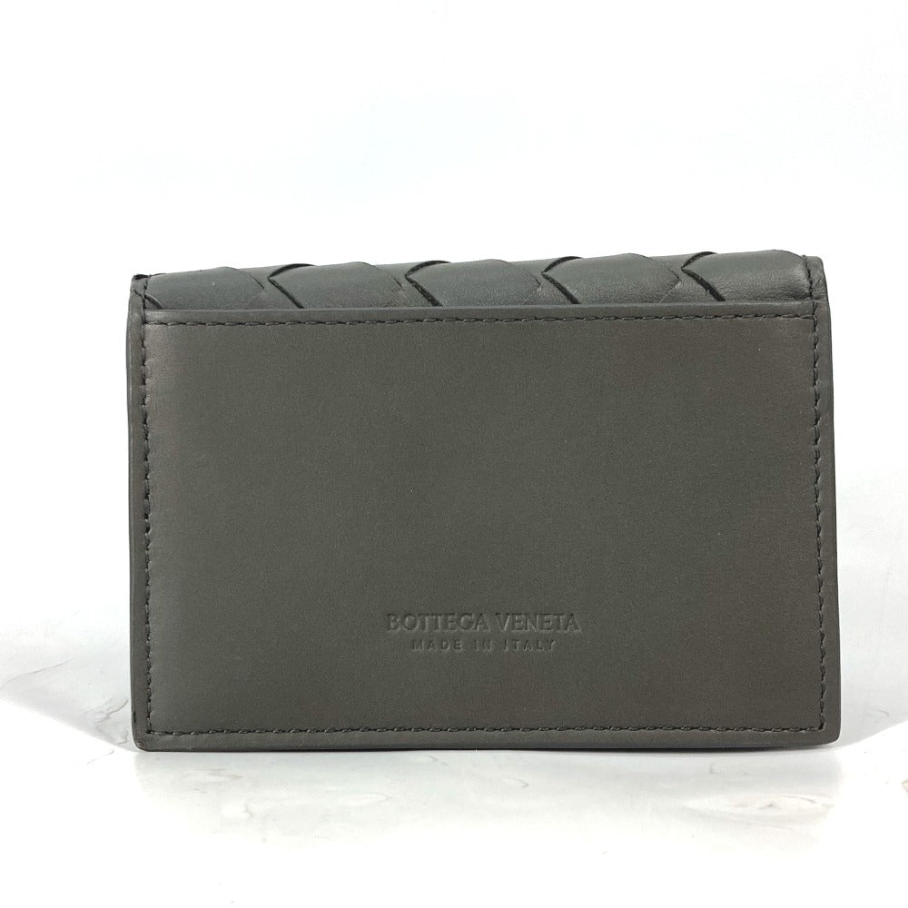 BOTTEGAVENETA Card Case 605720 leather gray Bifold Wallet INTRECCIATO mens Used Authentic