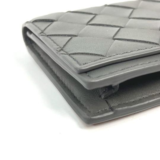 BOTTEGAVENETA Card Case 605720 leather gray Bifold Wallet INTRECCIATO mens Used Authentic