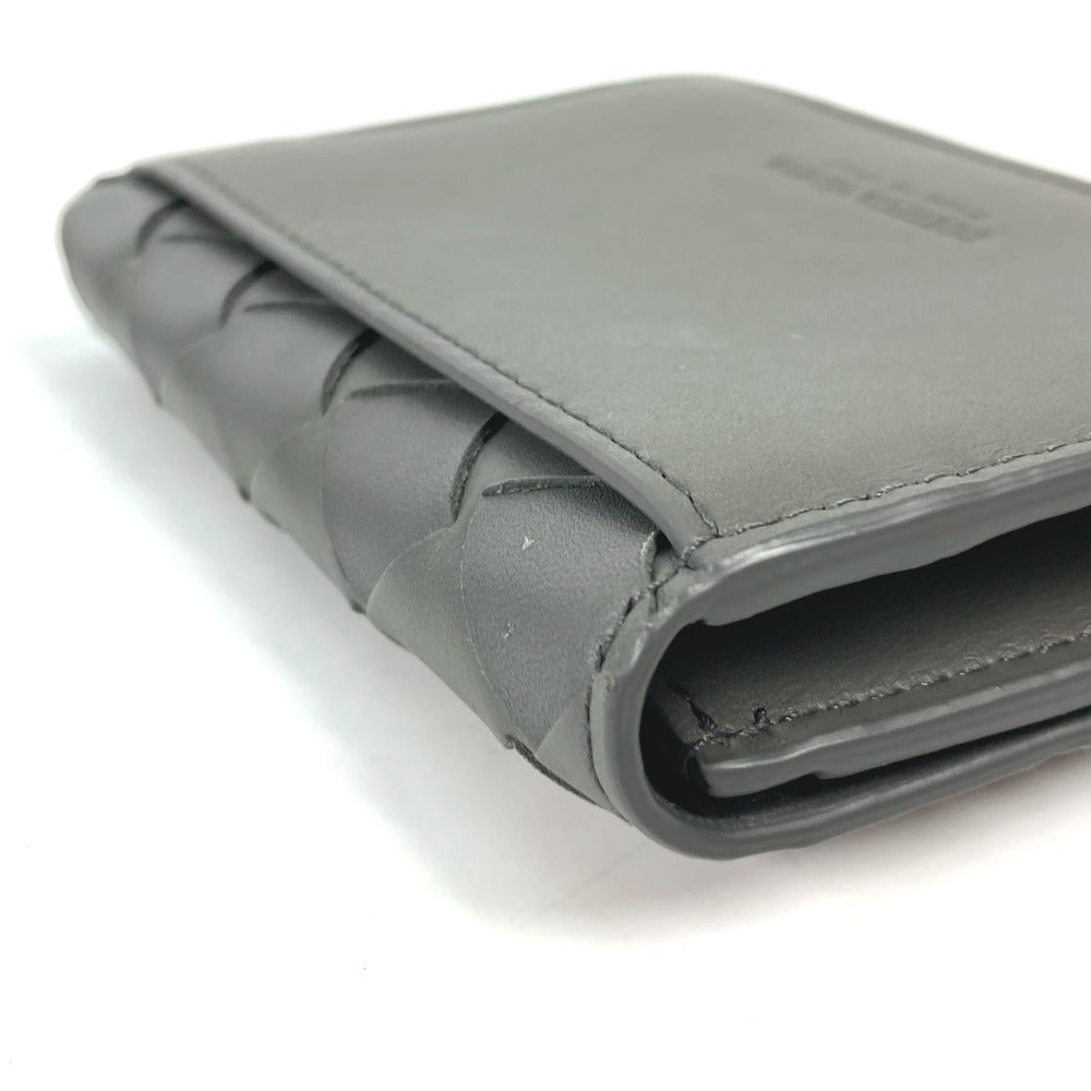 BOTTEGAVENETA Card Case 605720 leather gray Bifold Wallet INTRECCIATO mens Used Authentic
