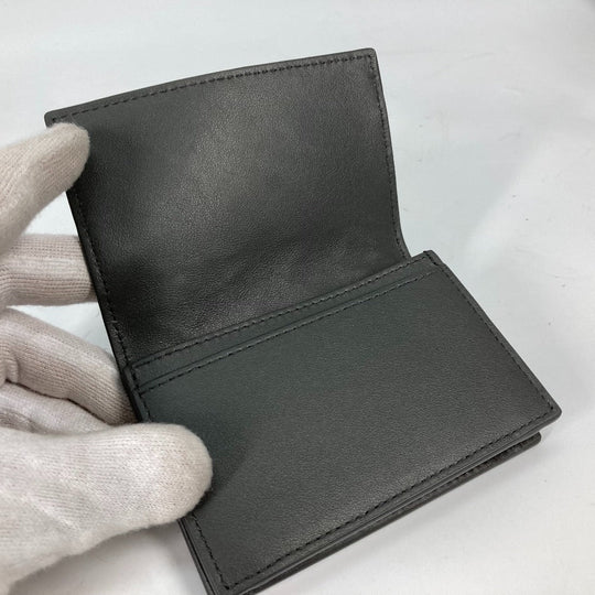 BOTTEGAVENETA Card Case 605720 leather gray Bifold Wallet INTRECCIATO mens Used Authentic