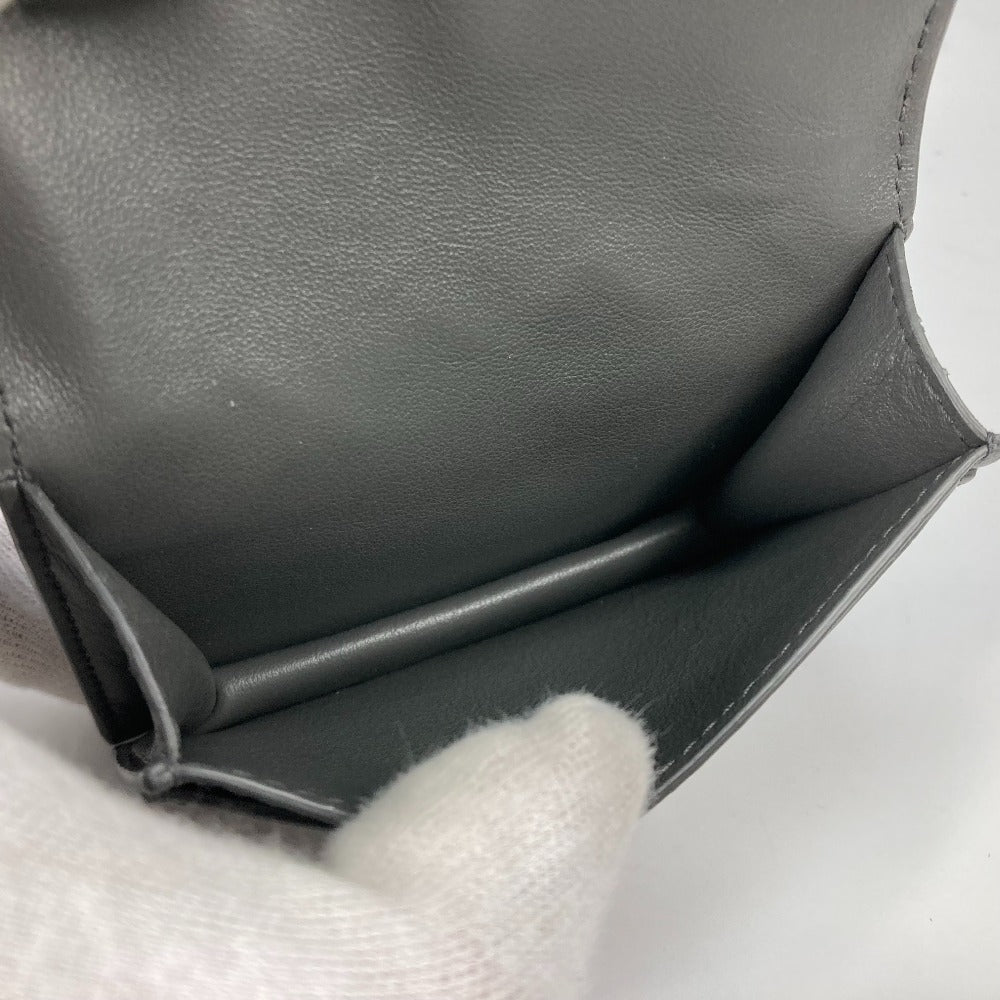 BOTTEGAVENETA Card Case 605720 leather gray Bifold Wallet INTRECCIATO mens Used Authentic