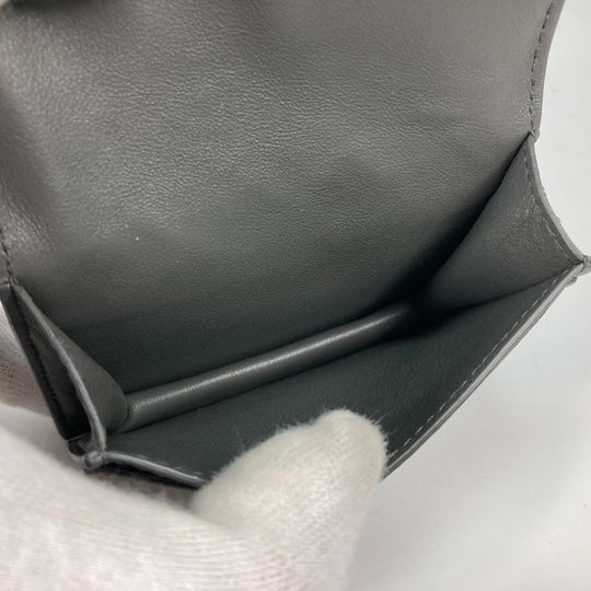 BOTTEGAVENETA Card Case 605720 leather gray Bifold Wallet INTRECCIATO mens Used Authentic