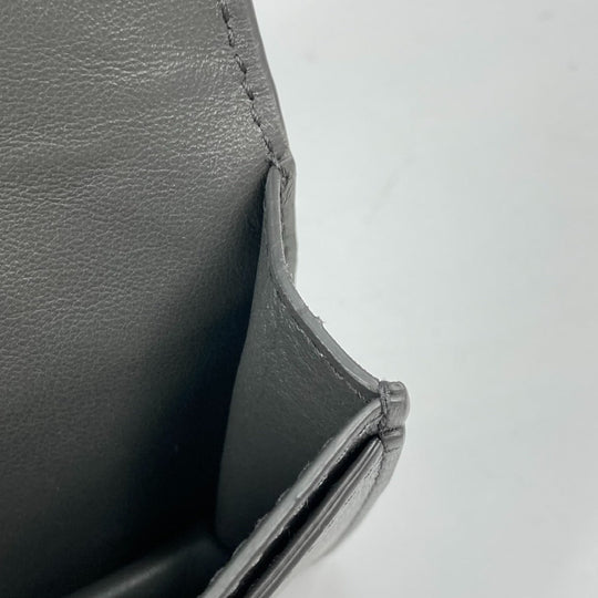 BOTTEGAVENETA Card Case 605720 leather gray Bifold Wallet INTRECCIATO mens Used Authentic