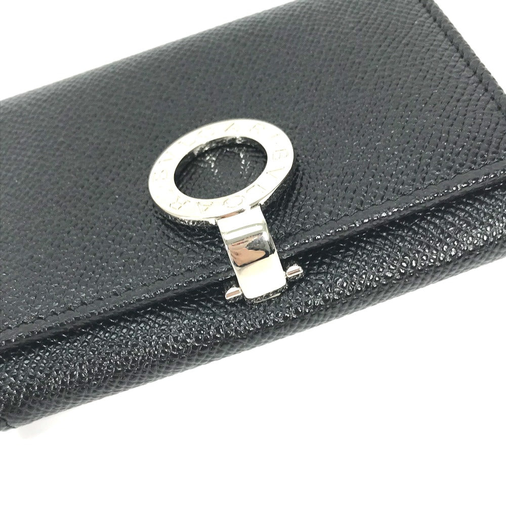 BVLGARI Card Case 30420 leather black Bifold Wallet logo clip mens Used Authentic