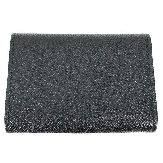 BVLGARI Card Case 30420 leather black Bifold Wallet logo clip mens Used Authentic