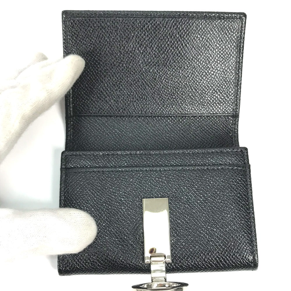 BVLGARI Card Case 30420 leather black Bifold Wallet logo clip mens Used Authentic