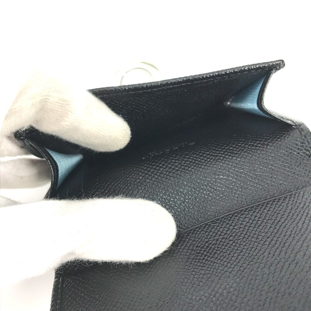 BVLGARI Card Case 30420 leather black Bifold Wallet logo clip mens Used Authentic