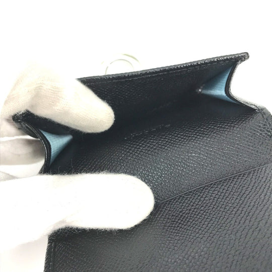 BVLGARI Card Case 30420 leather black Bifold Wallet logo clip mens Used Authentic