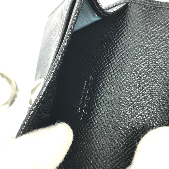 BVLGARI Card Case 30420 leather black Bifold Wallet logo clip mens Used Authentic