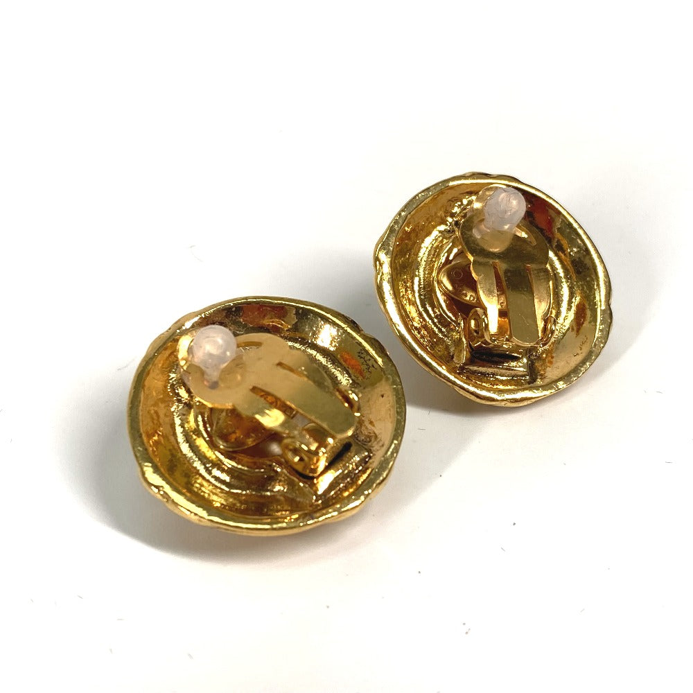 CHANEL Earring Gold Plated gold CC COCO Mark Fake pearl vintage Women Used Authentic