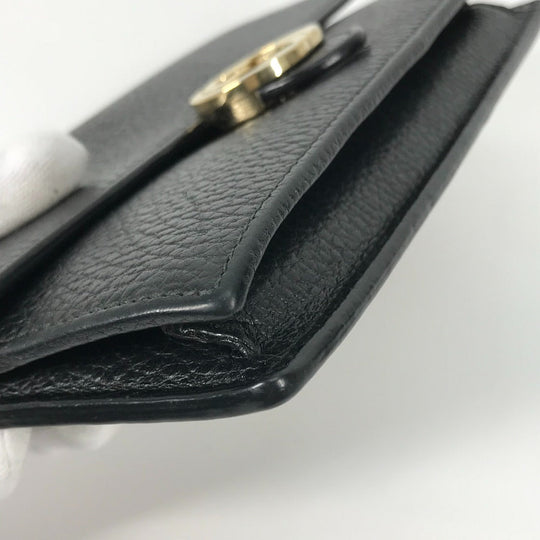GUCCI Shoulder Bag 510314 leather black Interlocking G Chain wallet Women Used Authentic