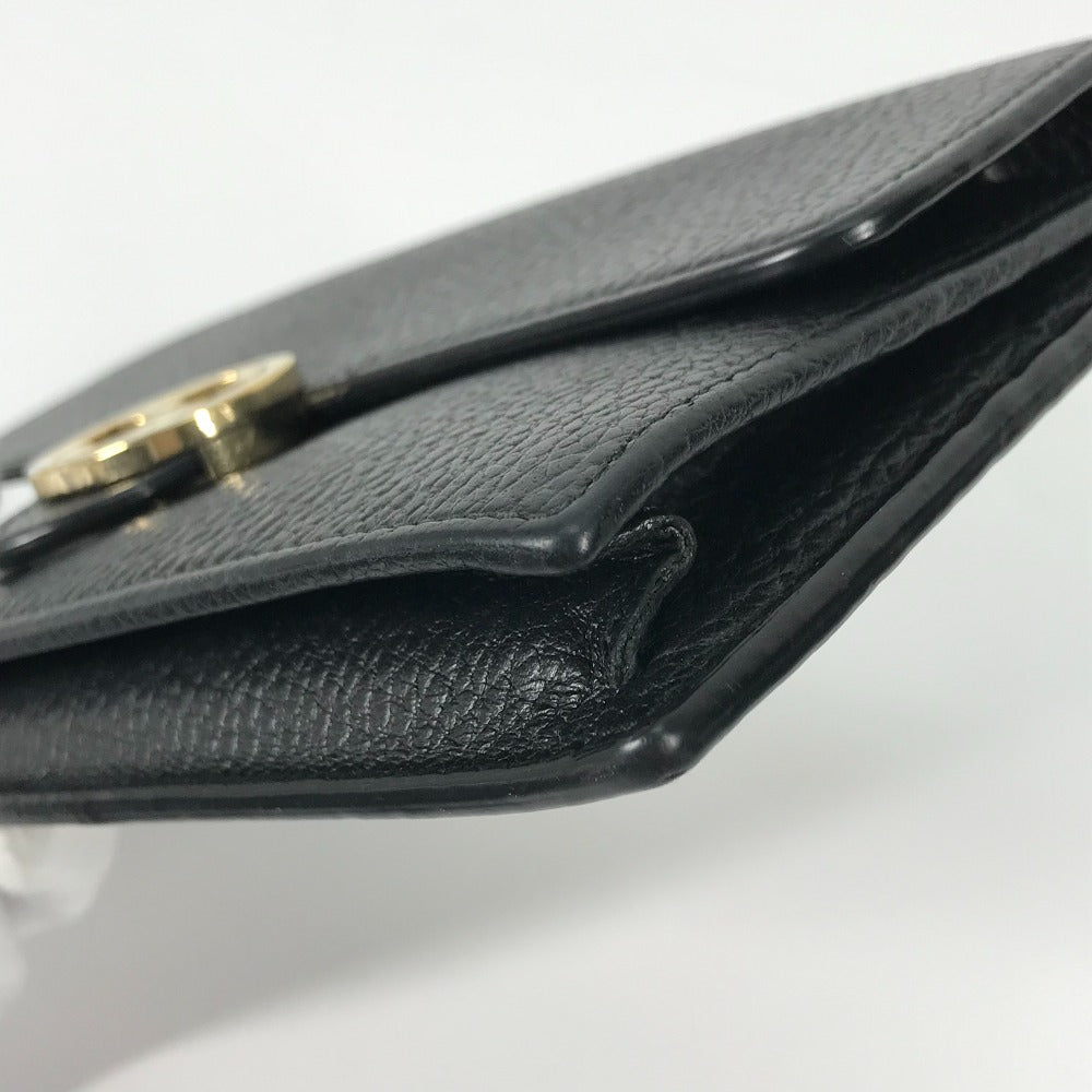 GUCCI Shoulder Bag 510314 leather black Interlocking G Chain wallet Women Used Authentic