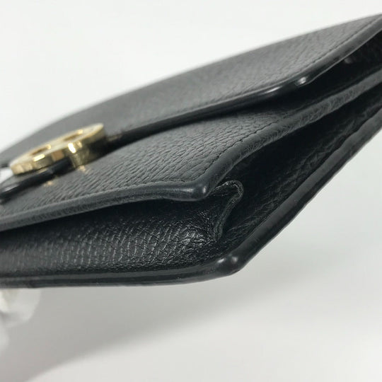 GUCCI Shoulder Bag 510314 leather black Interlocking G Chain wallet Women Used Authentic
