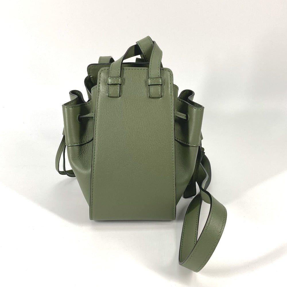 LOEWE Shoulder Bag leather khaki Shoulder Crossbody mini hammock drawstring bag Women Used Authentic