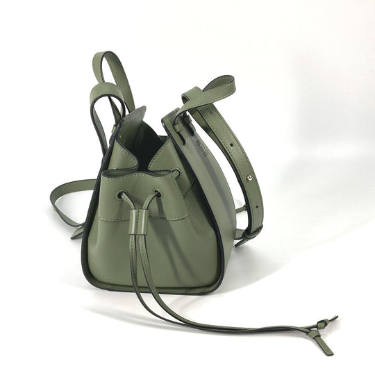 LOEWE Shoulder Bag leather khaki Shoulder Crossbody mini hammock drawstring bag Women Used Authentic