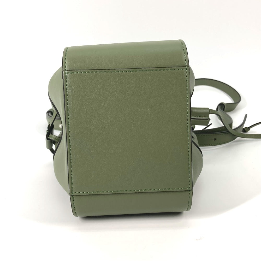 LOEWE Shoulder Bag leather khaki Shoulder Crossbody mini hammock drawstring bag Women Used Authentic