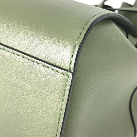LOEWE Shoulder Bag leather khaki Shoulder Crossbody mini hammock drawstring bag Women Used Authentic