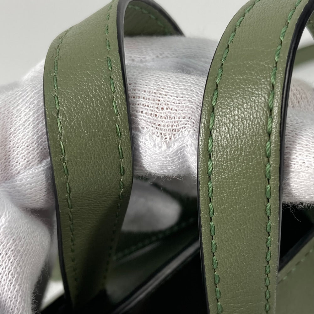 LOEWE Shoulder Bag leather khaki Shoulder Crossbody mini hammock drawstring bag Women Used Authentic